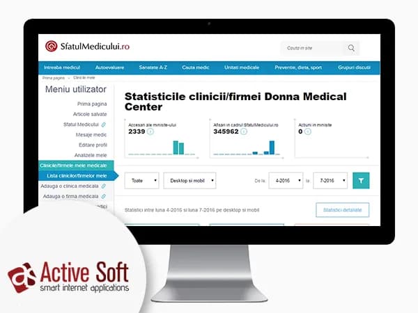 Dashboard și statistici — Design UI / UX, Dashboard, Vizualizare de date, Sănătate · by Level UI