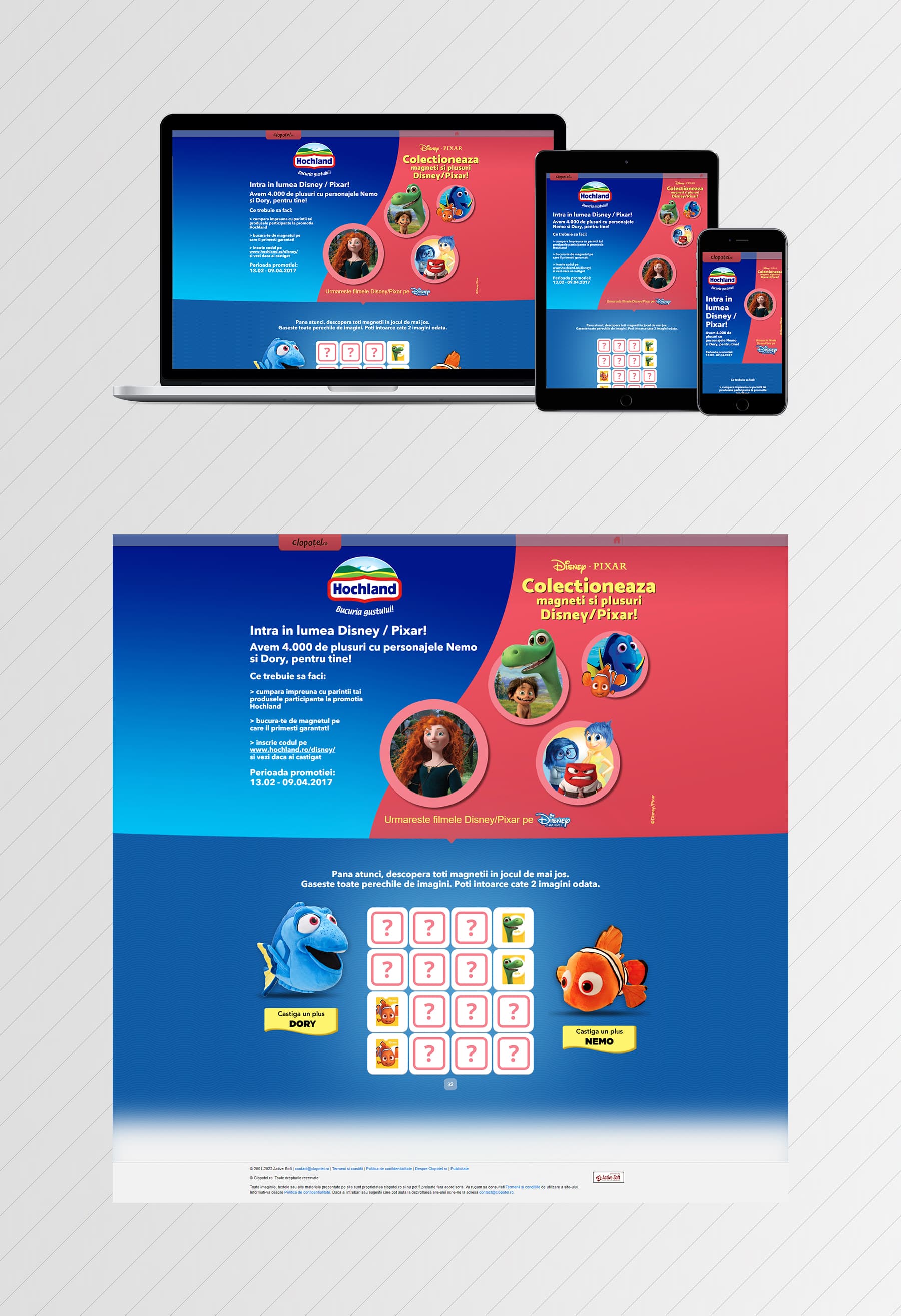JS Game — Disney / Pixar — Design UI/UX & Dezvoltare Frontend project by Level UI for Active Soft