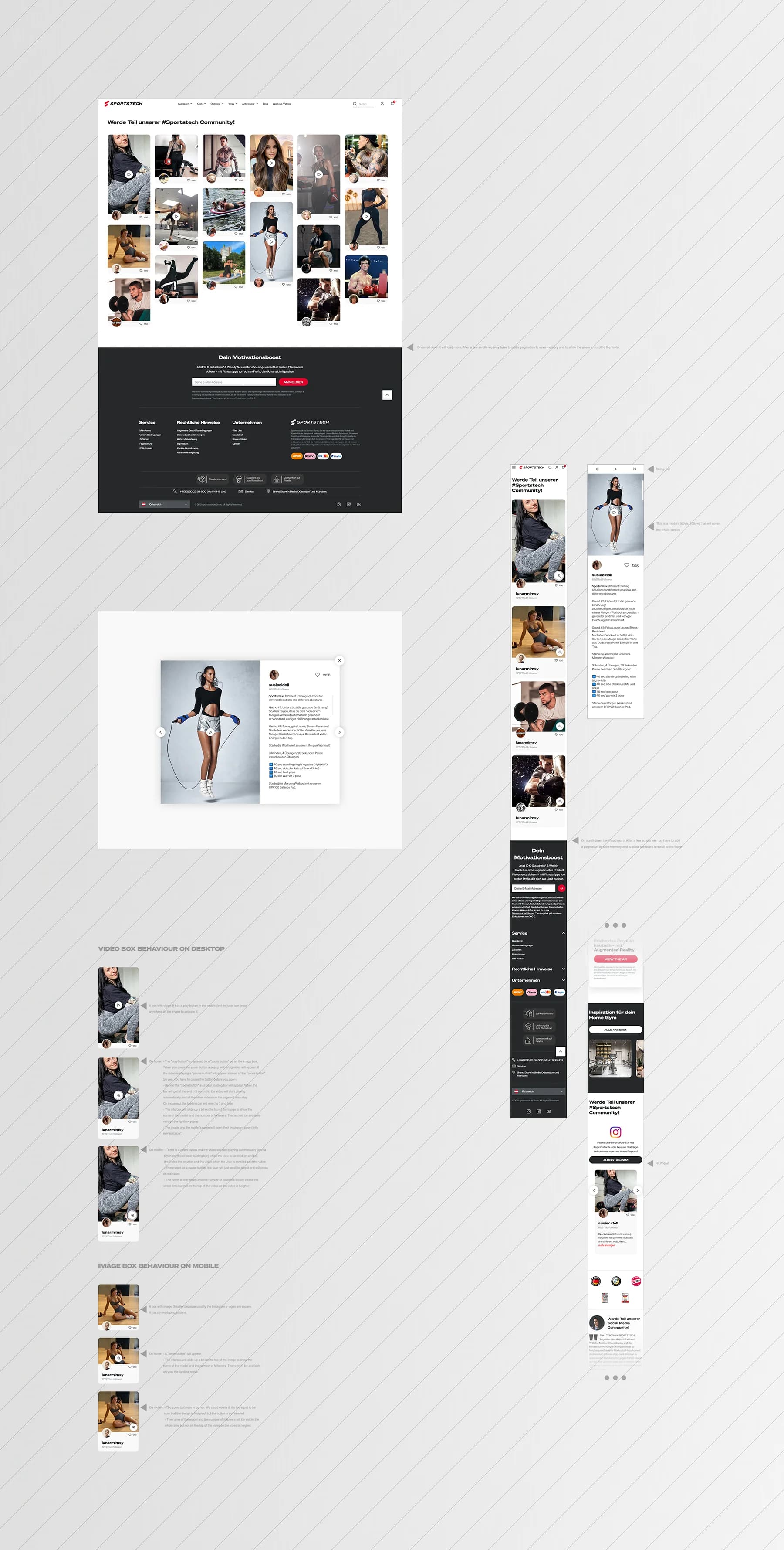 Feed de comunitate Instagram — Design UI / UX & dezvoltare frontend project by Level UI for Sportstech